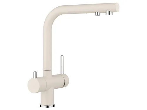 BLANCO FONTAS II Filter | Küchenarmatur in Softweiß - 3-in-1 Küchenarmatur mit separatem Auslauf für gefiltertes Wasser, platzsparend und hygienisch, ideal für moderne Küchen.