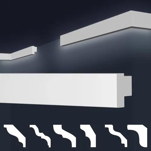marbet design Stuckleiste E-44, 30 Meter - Elegante Deckenleisten für Ihr Zuhause - Deckenleisten aus hochwertigem XPS Styropor, ideal für elegante Inneneinrichtungen. Feuchtigkeit- und temperaturbeständig, einfache Montage für professionelles Ambiente.