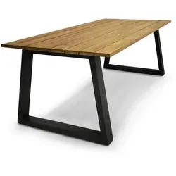 CLEMENTO Darlington Gartentisch 220x100 cm Aluminium/Teak Anthrazit - Anthrazit