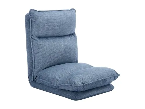 Vente-unique - Ausziehbarer Faulstuhl MURTERA in Blau - Kompakter Bodensessel aus meliertem Polyester mit einstellbarer Schlaffunktion. Ideal für gemütliche Stunden – jetzt online entdecken und bequem bestellen!
