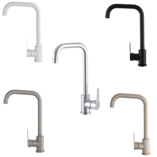 Faizee Möbel Küchenarmatur STEEL - 360° drehbare Spültischarmatur in Beige - Spültischarmaturen - Stilvolle Küchenarmatur mit 360° Drehfunktion für optimale Flexibilität beim Spülen.