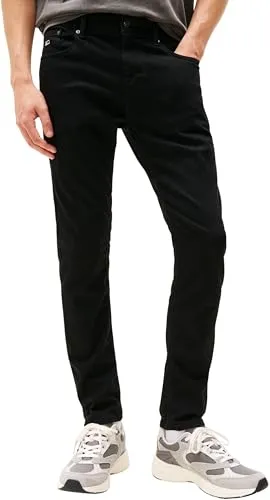 Tommy Jeans Austin Slim Tprd Dh4288 - Konische Herren Denim Hose - Jeans in Denim Black, Slim Tapered Fit für optimale Passform und hohen Tragekomfort. Ideal für Büro und Alltag, mit lässigem 5-Pocket-Style und gestickter Tommy Jeans Flag.