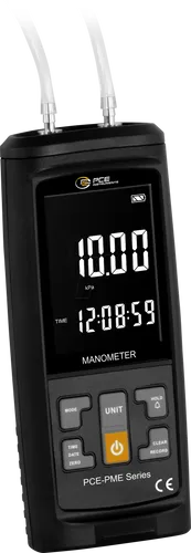 PCE PME 10 - Digitales Manometer - Windmesser, präzise Differenzdruckmessung mit akustischem Alarm und 13 wählbaren Druckeinheiten, ideal für Klimaanlagen und Lüftungen.