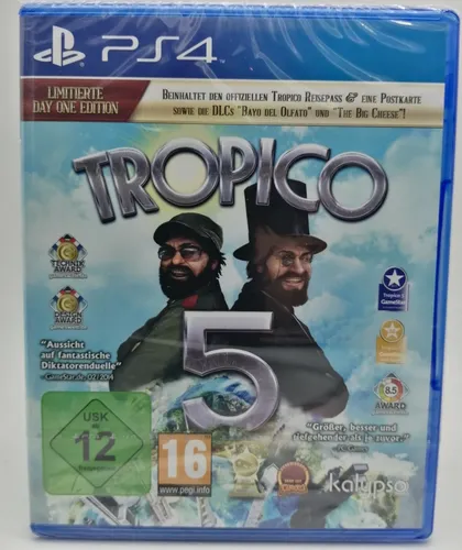 Tropico 5 - Day One Edition - Strategiespiel für PlayStation 4, jetzt mit Multiplayer-Modus! Herrschen Sie über Ihre eigene Insel und führen Sie Ihre Dynastie durch vier Epochen der Weltpolitik.