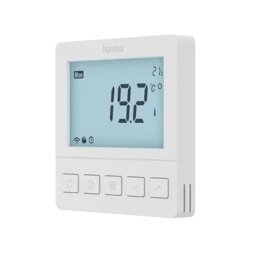 Hama Smartes Raumthermostat (weiß) - Heizungssteuerung/Thermostat – Intelligentes Thermostat für optimale Fußbodenheizung, sorgt für die perfekte Temperatur ganz nach Ihrem Tagesablauf.