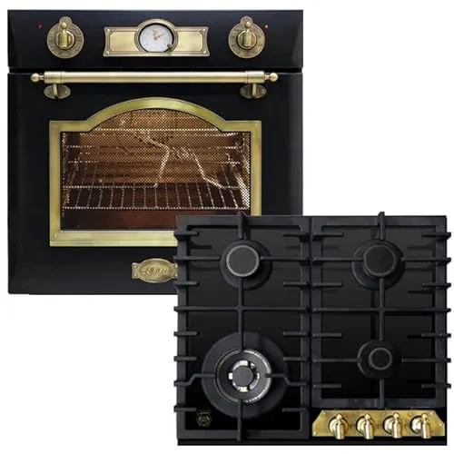 Kaiser Backofenset EH 6355 Em + KCG 6335 EM Turbo - Autarkes Retro Einbau Backofen Set mit 8 Funktionen und 60 cm Glaskeramik Gas Kochfeld, ideal für kreative Köche und umweltbewusste Genießer.