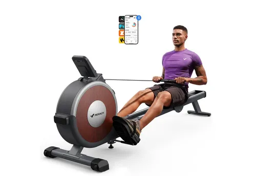 MERACH Rudergerät mit Bluetooth und 16 Widerstandsstufen - Rudergerät für Zuhause mit leiser Nutzung und exklusiver App, ideal für ein effektives Ganzkörpertraining und einfach zu verstauen.