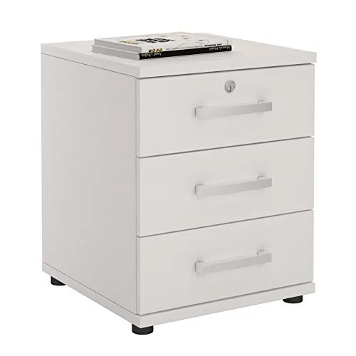 Caro-Möbel Rollcontainer TORONTO - Moderner Bürocontainer - Rollcontainer in 2 Farben, mit 3 Schubladen und abschließbarer oberster Schublade für sichere Aufbewahrung von Dokumenten. Ideal für Büro und Kinderzimmer, aus kratzfestem Material gefertigt.