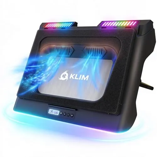 KLIM Mistral Laptop Kühler - NEU 2024, leistungsstarker Turbo-Ventilator (4500 U/min), schützt vor Überhitzung und verlängert die Lebensdauer deines Laptops