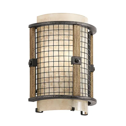 Design Wandlampe Stein Schmiedeeisen blendarm GRIḌA Vintage Wandleuchte