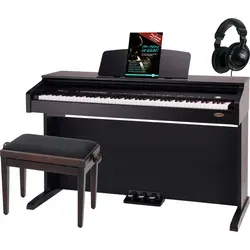 Classic Cantabile DP-210 RH E-Piano Set - E-Piano mit 88 Tasten und Hammermechanik, inklusive Bank, Kopfhörer und Notenschule – ideal für Einsteiger und Fortgeschrittene.