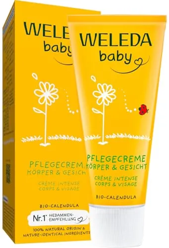 Weleda Baby Calendula Pflegecreme, 75 ml - Bodylotions für empfindliche Babyhaut, reichhaltige Pflege mit natürlichen Ölen und Heilpflanzenextrakten, schützt vor Austrocknung und lindert Irritationen.
