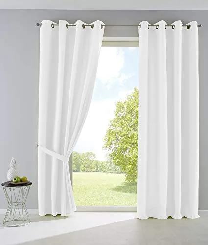 Palermo 2er Set Vorhänge Blickdicht - Raffhalter für Gardinen, Licht- und Sichtschutz mit stilvollem Design, ideal für ein gemütliches Wohnambiente. Pflegeleicht und in zahlreichen Farben erhältlich.