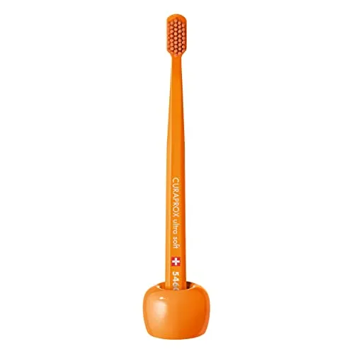 Curaprox Zahnbürsten-Halter, Zahnbürsten-Fuss aus Keramik, orange, 1 Stück
