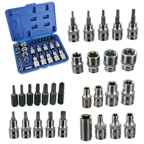 Set Torx-Bit-Steckschlüssel Torx Star 30-tlg. E und T Steckschlüssel
