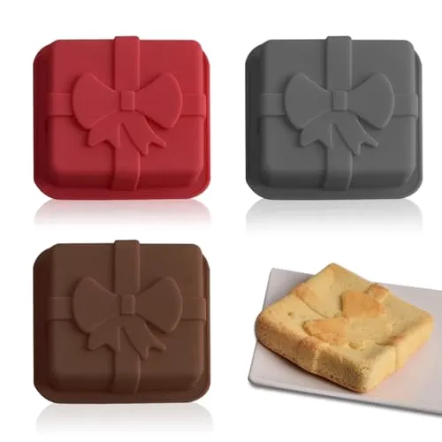 NCOALE 3 Stück Silikon Backform im Geschenk-Stil, Flexible Kuchenform Silikon Klein Antihaft Silikonformen Backen Neuheit Silikonform Kuchen für Cake Gelee Schokolade Seifen Kerzen