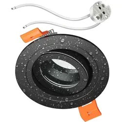 ledscom.de Bad-Deckeneinbaurahmen ERID, Feuchtraum, Badezimmer, IP44, rund, schwenkbar, schwarz matt, inkl. GU5.3 Fassung