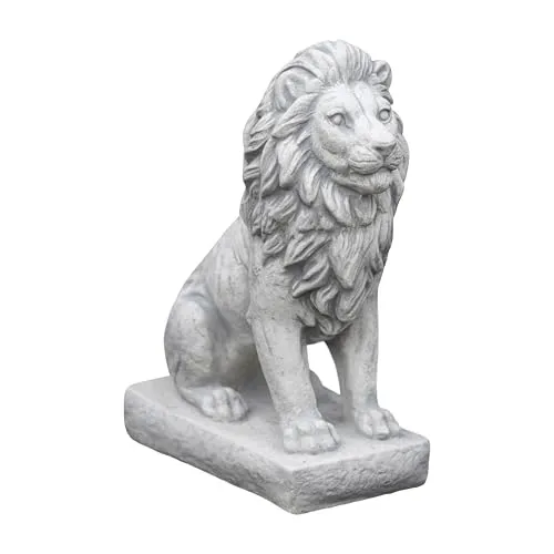 Gartenfigur Kleiner Löwe - Majestätische Steinfigur für Ihren Garten - Figuren - Diese 34 cm hohe Steinfigur aus frostfestem Weißbeton verleiht Ihrem Garten ein exotisches Flair und beeindruckt mit ihrem majestätischen Design.