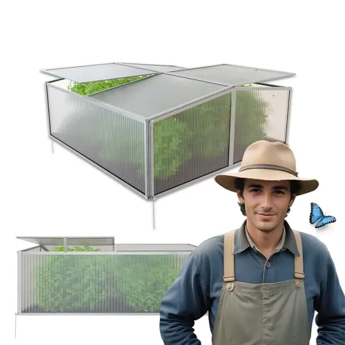 GARMIO® Gewächshaus Calla Klein - Mini-Gewächshaus mit Hering - Garten-Zubehör: Robustes Mini-Gewächshaus mit stabilem Aluminiumrahmen und transparenten Hohlkammerplatten für optimale Lichtverhältnisse und Belüftung. Ideal zum Schutz Ihrer Pflanzen bei jedem Wetter.