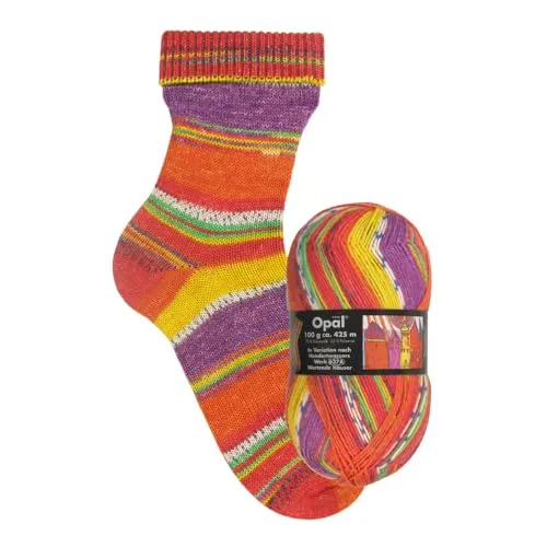 OPAL Hundertwasser Werk 637A - Wartende Häuser - 75% Wolle/25% Polyamid - Sockengarn 4fach