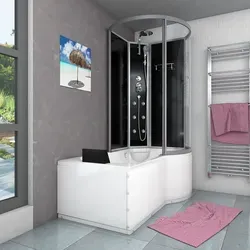 Kombination Badewanne Dusche K50-L30-EC Duschtempel 170x100 cm - Schwarz