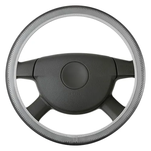 WALSER Auto Lenkradbezug Soft Grip, Auto Lenkrad Schutzhülle, Lenkradhülle Auto Hollow, Lenkradschutz Auto, Lenkradbezug Winter/Lenkrad Bezug Sommer, Anti Rutsch Lenkradbezug Sport schwarz/grau
