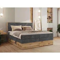 MKS MEBLE Boxspringbett WOOD CLASSIC KING, 180x200 cm - Elegantes Doppelbett mit zwei hochwertigen Multipocket-Matratzen und Topper für optimalen Schlafkomfort. Inklusive praktischen Bettkästen für zusätzlichen Stauraum.