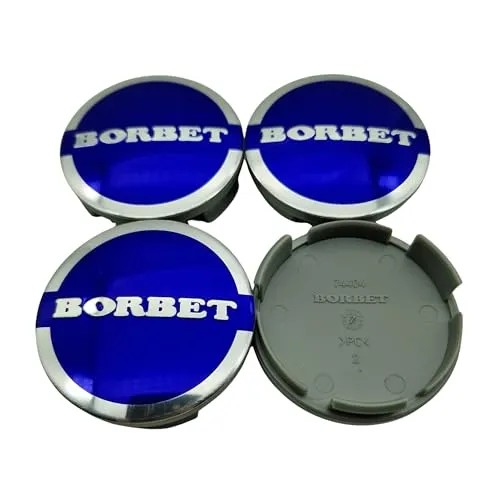 4X Borbet Nabendeckel 56mm - 74404 – Laserblau – Felgendeckel Nabenkappen Original – Center Cap