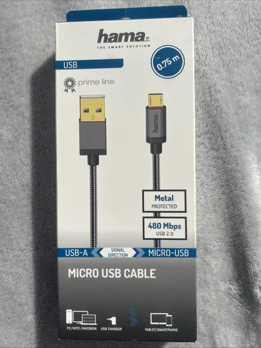 Hama Micro-USB-Kabel - USB 2.0, 0,75 m, vergoldeter Stecker für zuverlässige Signalübertragung und elegantes Aluminiumgehäuse