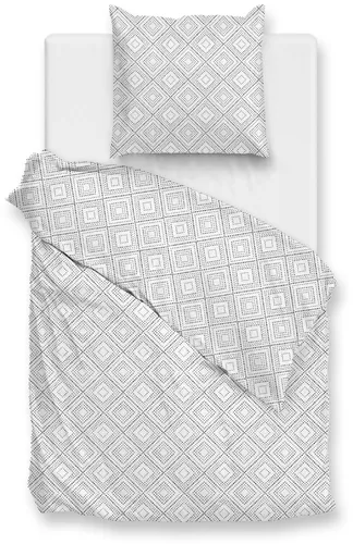 ZO HOME Piastrella Bettwäsche 155 Crystal White - Bettwäsche-Set aus 100% Baumwolle Perkal, 2-teilig, mit einzigartigem karierten Design für erholsamen Schlaf und stilvolle Akzente im Schlafzimmer.
