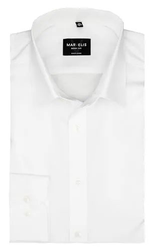 Marvelis Hemd Body Fit Weiss mit Teilungsnaht - 6798.64.00 - Herrenhemd aus 100% schadstoffgeprüfter Baumwolle, ideal für einen eleganten Look mit verstellbaren Manschetten und New-York Kent Kragen.
