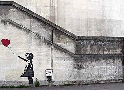 Banksy Poster Hope Girl With Red Balloon - Poster Kleinformat (59cm x 42cm)