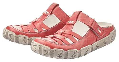 Rieker Damen L0396 Clogs, Rot Rosso 33, 36 EU - Clogs für Damen aus hochwertigem Glattleder, ideal für den Sommer mit bequemer RIRICON-Sohle und praktischem Klettverschluss für einfachen Einstieg.