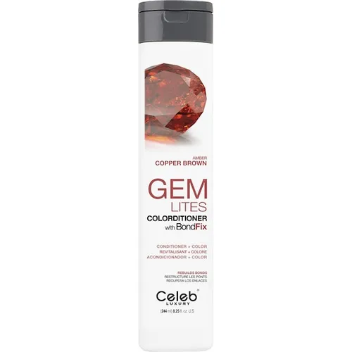 Celeb Luxury Gem Lites Colorditioner Amber - Tiefkupferbraun 244 ml - Hochwertiger Colorditioner für intensive Farbpflege und -verstärkung. Mit Bondfix-Technologie für gesundes, glänzendes Haar ohne schädliche Inhaltsstoffe.