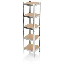 EASYmaxx Schwerlastregal 2in1 mit 5 Holzböden, 40x40x180cm - Werkstatteinrichtung mit flexibler Nutzung: als hohes Regal oder moderne Werkbank, tragfähig bis 175 kg pro Boden, einfacher Aufbau dank cleverem Montagesystem.