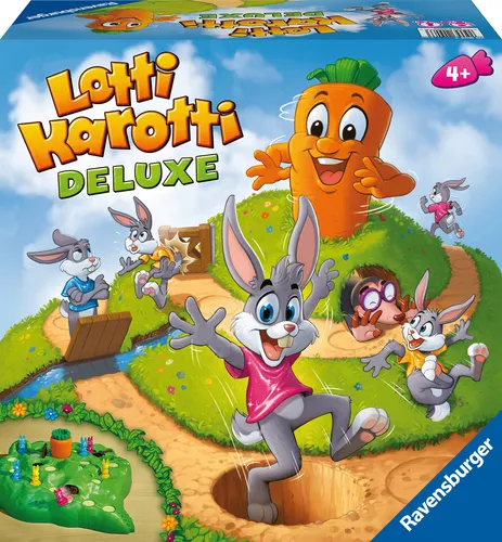 Lotti Karotti Deluxe - Ravensburger - Gesellschaftsspiel für 2-4 Spieler ab 4 Jahren, mit interaktivem Hügel und strategischen Herausforderungen, ideal für Familienabende und Reisen.