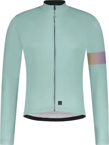 Shimano VERTEX Langarmtrikot Printed, Transparent Blau - Funktionales Langarmtrikot für optimalen Tragekomfort bei kühlem Wetter. Mit Silikongripper, drei Rückentaschen und reflektierenden Elementen für erhöhte Sichtbarkeit.