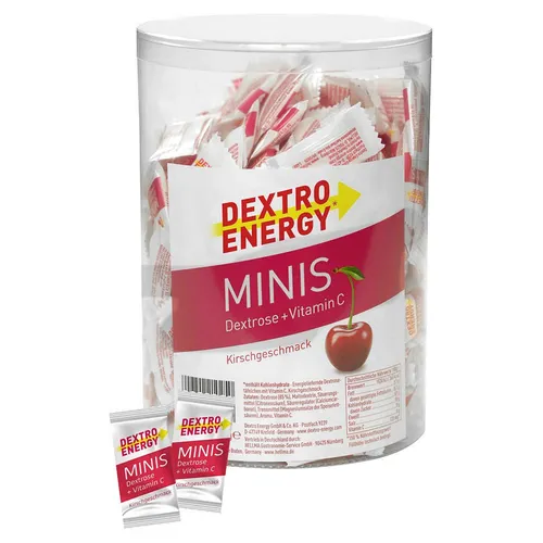 DEXTRO ENERGY minis Kirsche - 450g Traubenzucker - Fruchtgummis/Lakritze, mini Traubenzucker für maximale Energie und Konzentration. Ideal für unterwegs, einzeln verpackt in praktischer Box mit 300 Stück.