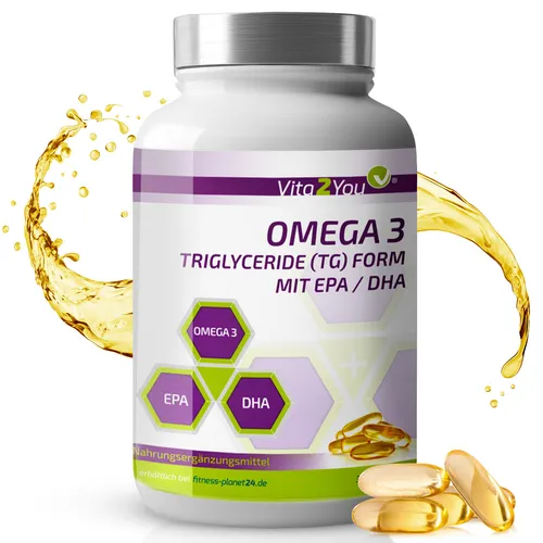 Vita2You Omega 3 - 1000mg - Triglyceride Form - EPA & DHA - 365 Softgels