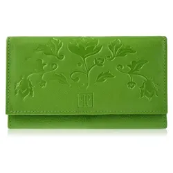 Damen Portemonnaie aus Leder mit Blumenmuster RFID grün Paolo Peruzzi T-45-GR - Grün