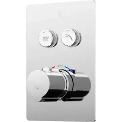 Steinberg Serie 390 Fertigmontageset - Unterputzthermostat ½"" mit pushtronic Bedienkomfort, ideal für die gleichzeitige Steuerung von 2 Verbrauchern und einfache Mengenregulierung. Perfekt für moderne Badezimmerlösungen.
