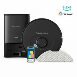 Rowenta Aspirateur Robot X-Plorer Serie - Schwarz - Saugroboter mit automatischer Entleerungsstation für bis zu 60 Tage sorgenfreies Reinigen, präzise Laser-Navigation und 4-in-1 Smart Aqua Power System für ein makelloses Zuhause.