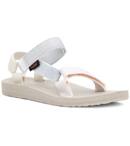 Teva Original Universal perlenweiss Damen Sandale - Wanderschuhe mit umweltfreundlichem Unifi® Repreve Material, wasserbeständig und schnell trocknend. Bequemes EVA-Fußbett und robusten Durabrasion Rubber™ Außensohle für optimalen Halt.