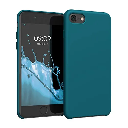 kwmobile Handyhülle für Apple iPhone SE (2022/2020) / iPhone 8/7 Hülle - Case Silikon - Kabelloses Laden - Schutzhülle Cover in Petrol matt