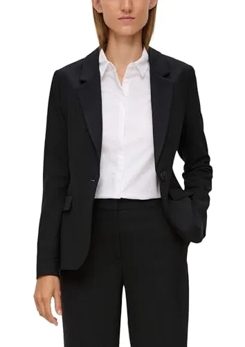 s.Oliver BLACK LABEL Blazer aus Viskosemix schwarz 34 - Eleganter Damenblazer aus hochwertigem Viskosemix, schmale Passform mit Reverskragen, ideal für schicke Anlässe oder Bürolooks.