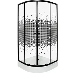 KERRA PIXEL BL Duschwand + Duschwanne 90 x 90 cm - Moderne Duschkabine mit stilvoller Duschwanne, 4 mm gehärtetem Glas und selbstreinigendem Siphon – ideal für ein elegantes Bad-Design.