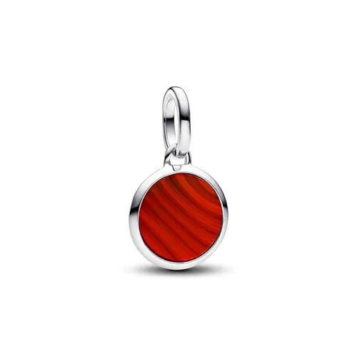 PANDORA ME Gravierbares Rotes Murano-Glas Mini-Medaillon-Charm aus Sterling Silber mit künstlichem Türkis, Kompatibel ME und Moments Armbänder, 793389C01