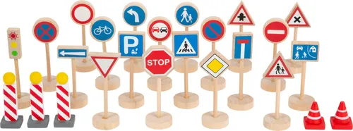 Small Foot 11736 Verkehrsschilder-Set, 25-teilig (1 Set)