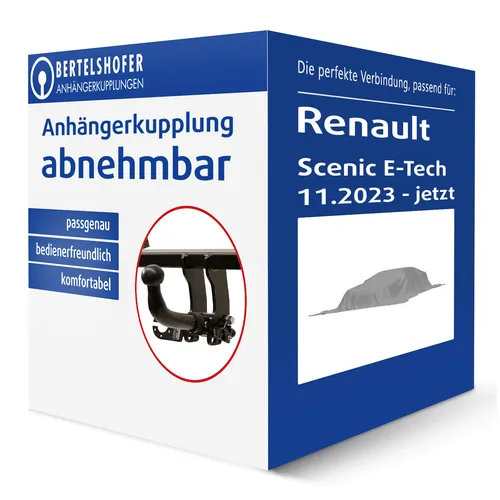 Abnehmbare Anhängerkupplung für RENAULT Scenic E-Tech 23- Phase I - Anhängerkupplung von Auto Hak, abnehmbar und ohne Eintragung in Fahrzeugpapiere, ideal für 1400 kg Anhängelast, perfekt für flexible Transportlösungen.