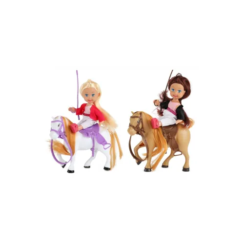 Toi Toys LILLY Teenager Puppen 12cm mit 2 Pferden Halfter Sattel Spielfigur